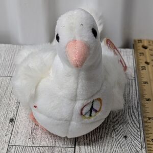 Serenity White Dove Plush with Peace Symbol